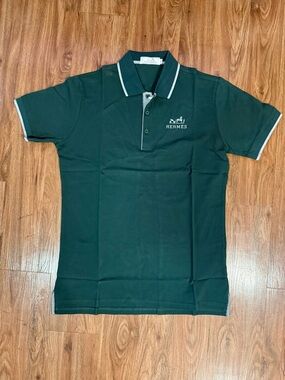 Hermes Dark Green Polo with Contrast Trim Unisex EUR Size XXL